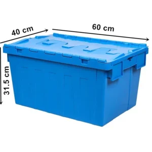 heavy duty attached lid container 600x400 nestable plastic moving crates for logistics
