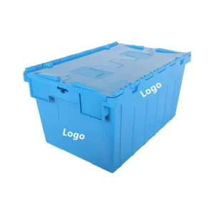 heavy duty attached lid container 600x400 nestable plastic moving crates for logistics