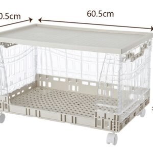 605x405x330mm collapsible storage basket with wheels | multi purpose stackable organizer